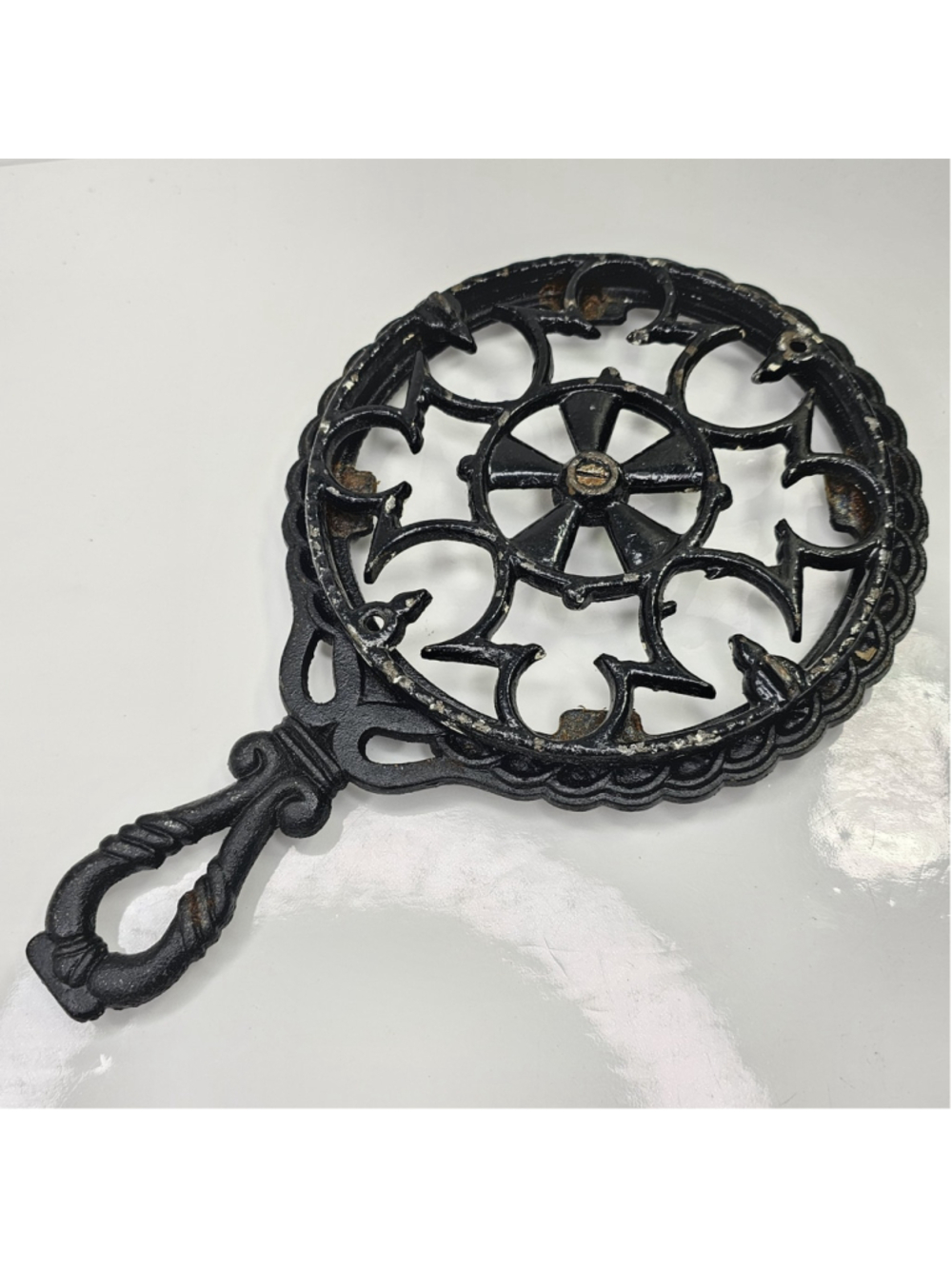 Vtg Cast Iron Trivet Ring Frame & Stove Grate Cover Pair Country Farm Decor